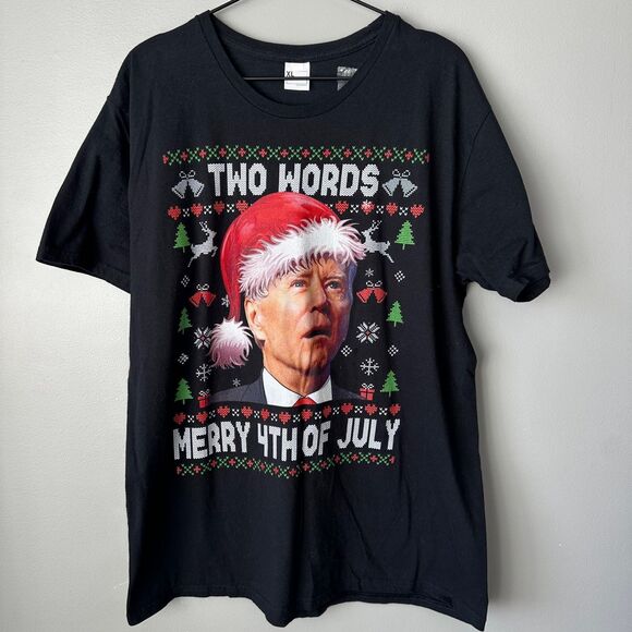 Nwot Joe Biden Merry 4th of July Mens XL Christmas Tshirt - Picture 1 of 5
